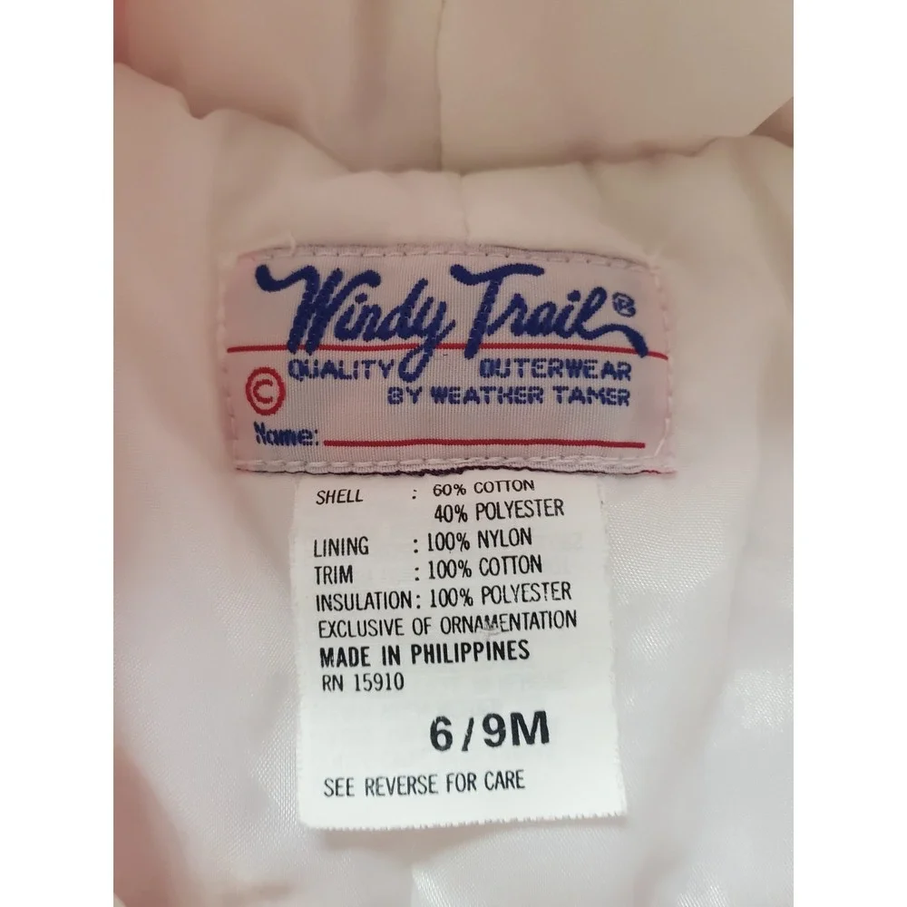 Vintage 90s Windy Trial Pink  Snow Suit Bib Baby Size 6-9M